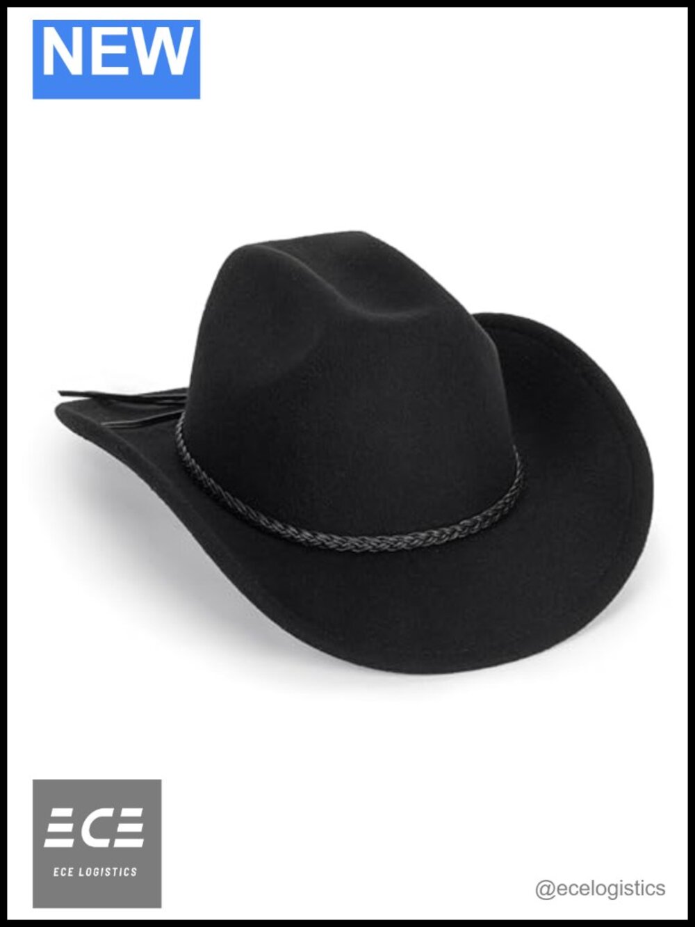 Felt Cowboy Hat Wide Brim Western Cowgirl Rodeo Hat with Belt